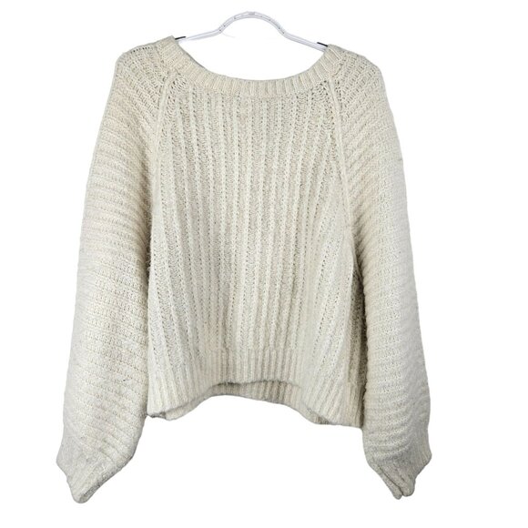 Free People Carter Pullover Knit Sweater Womens Size L Ivory OB1368378 Cream - Picture 5 of 9